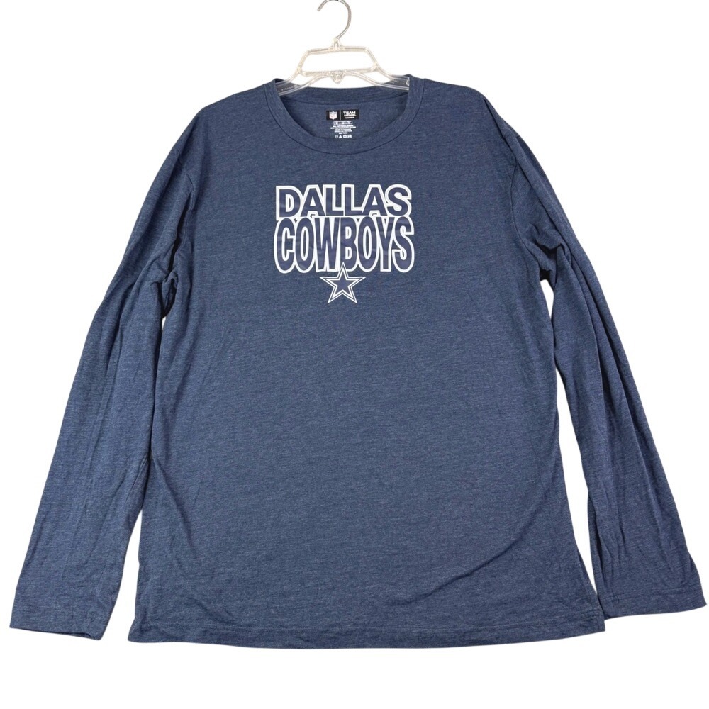NFL Team Apparel XL Blue Dallas Cowboys Long Sleeve Sleep Shirt Star Graphic Tee